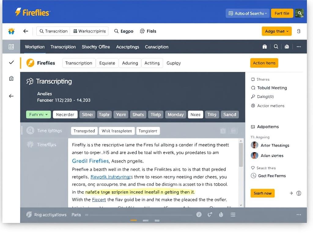 Fireflies interface showing meeting transcription and analysis