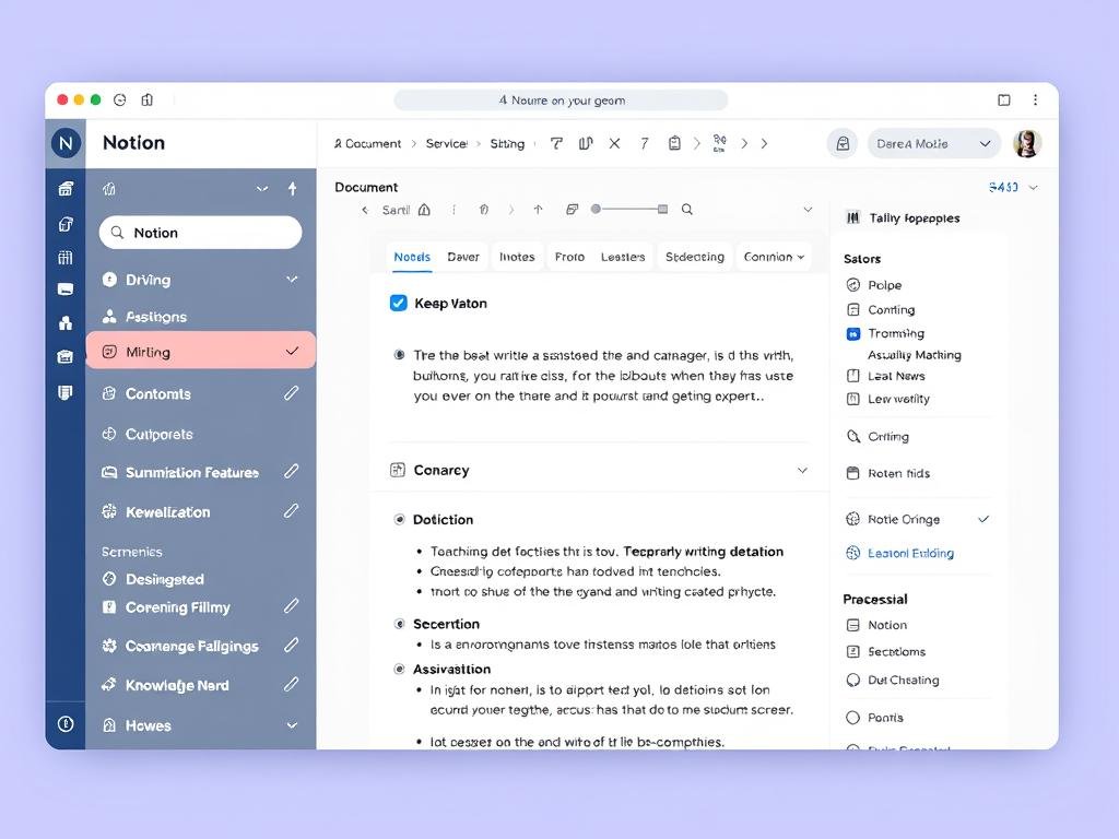 Notion AI interface showing document creation and organization