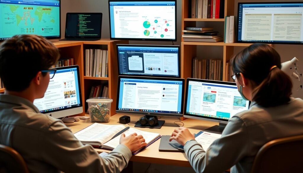 Person using AI learning and research tools