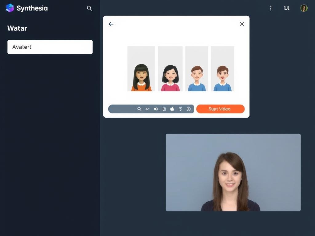 Synthesia interface showing AI avatar video creation